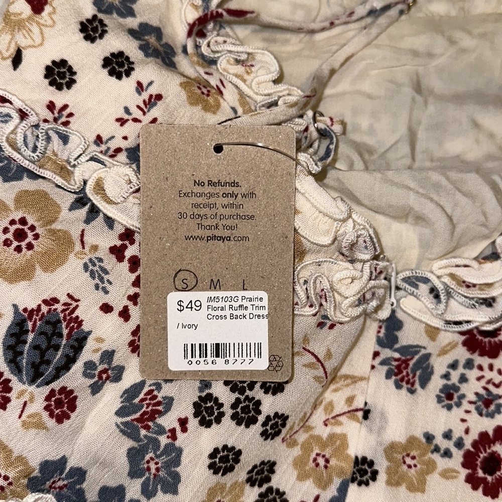 Pitaya Floral Mini Dress in Cream with Red, Blue, and Yellow Flowers - Picture 4 of 4